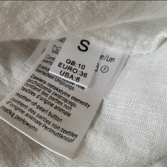 MALVIN I Love Linen Women SZ Sm. 100% linen crochet boho pearl button Peasant - Picture 6 of 11